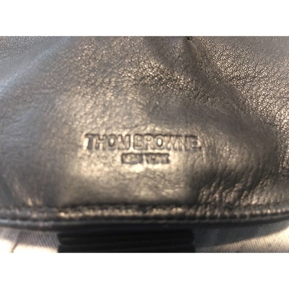 THOM BROWNE lambskin Womens soft Black Leather Gloves Size Medium RARE - Picture 5 of 6